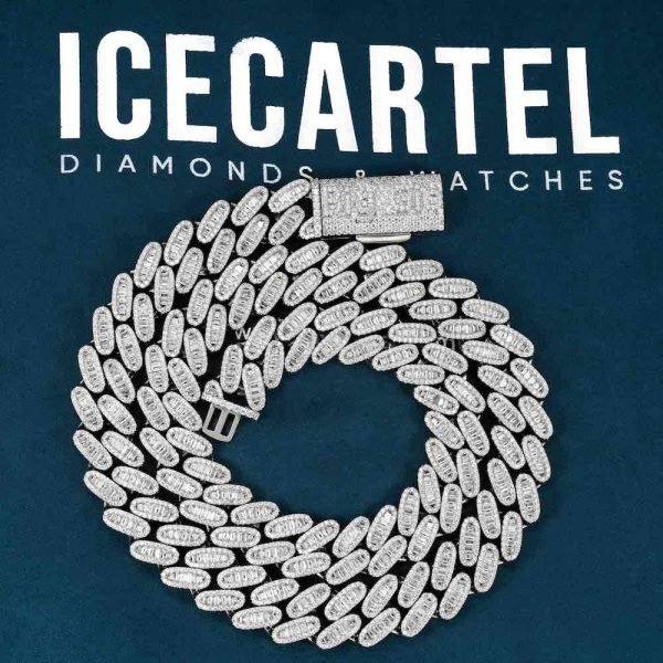 16MM Moissanite Baguette Miami Cuban Link Chain 14K Gold - Image 4