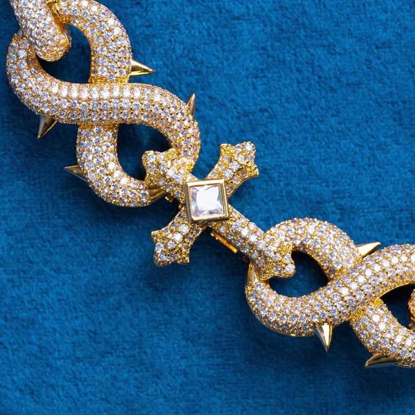 16MM Moissanite Infinity Cross Link Chain 14K Gold - Image 6