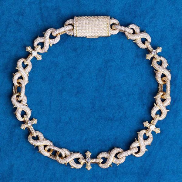 16MM Moissanite Infinity Cross Link Chain 14K Gold - Image 9