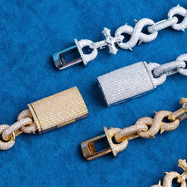 16MM Moissanite Infinity Cross Link Chain 14K Gold - Image 8