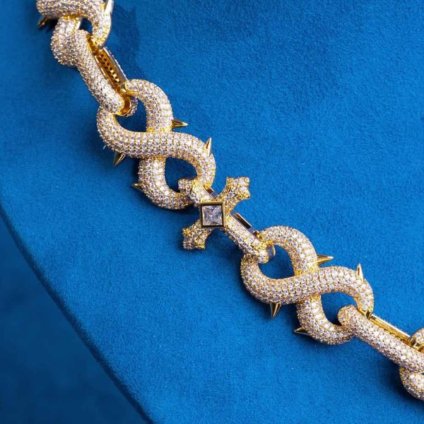 16MM Moissanite Infinity Cross Link Chain 14K Gold - Image 7