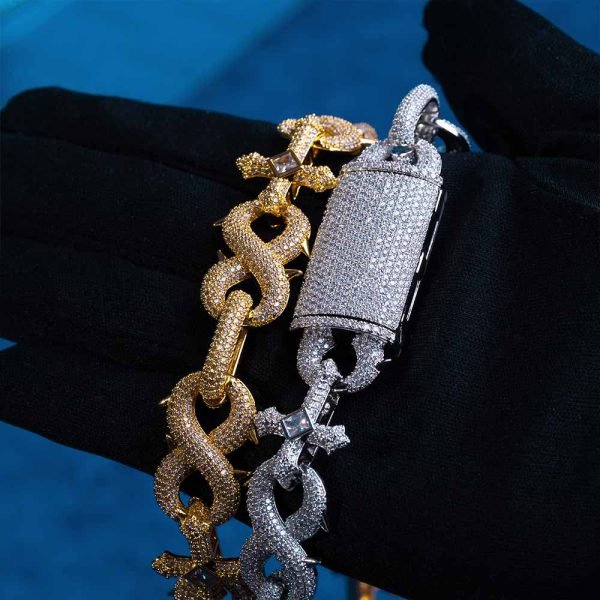 16MM Moissanite Infinity Cross Link Chain 14K Gold - Image 5