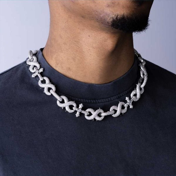 16MM Moissanite Infinity Cross Link Chain 14K Gold - Image 3
