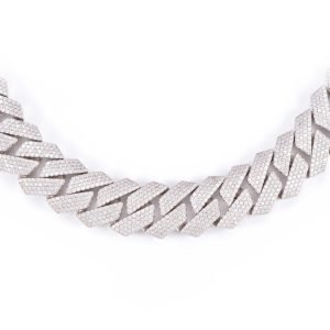 18MM 4-Row Diamond Cuban Chain 14K Solid Gold