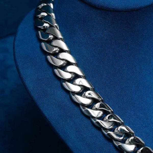 18MM Cuban Link Chain 14K White Gold - Image 4