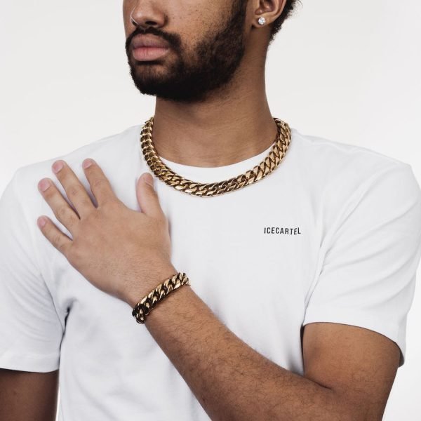 Cuban Link Chain with Iced Clasp 14K Gold (ALL SIZES) - Image 19