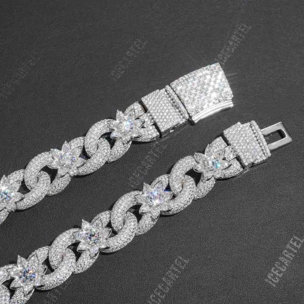 18MM Iced Out Flower Miami Cuban Link Chain 14K Gold - Image 5