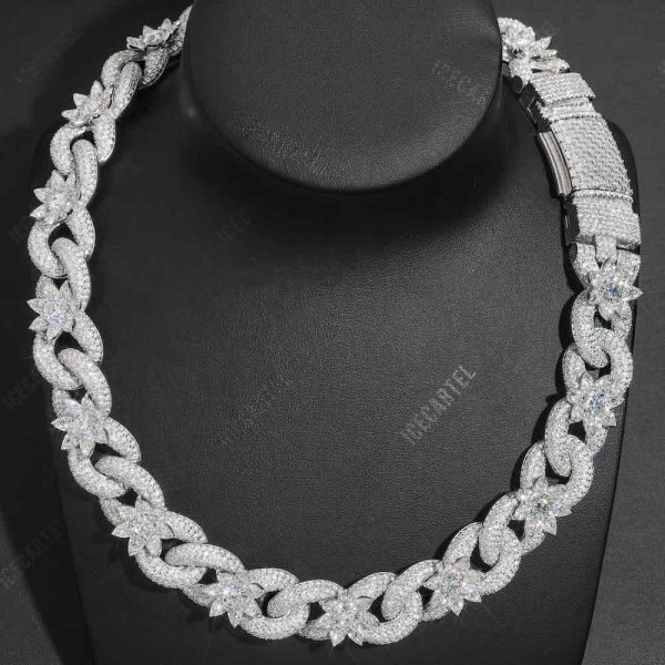 18MM Iced Out Flower Miami Cuban Link Chain 14K Gold - Image 4