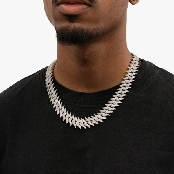 18MM Iced Out Spiked Cuban Link Chain 14K Gold - Image 3