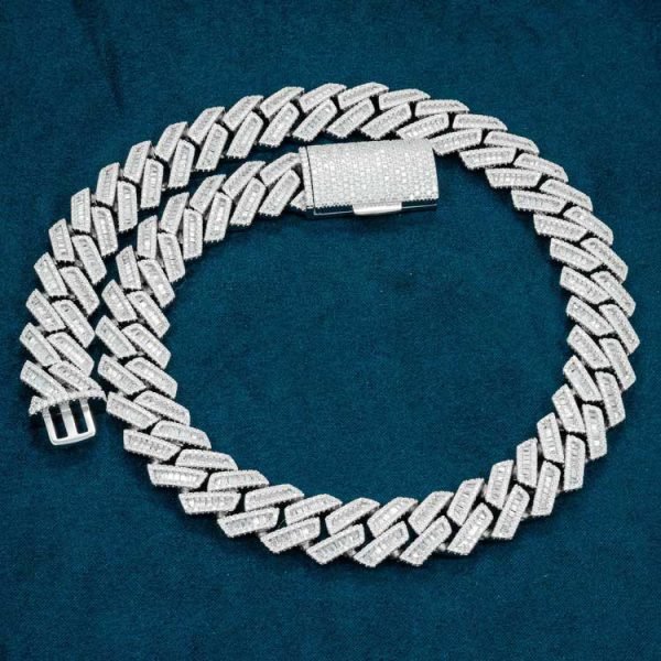 18MM Baguette Moissanite Cuban Link Chain 14K Gold - Image 7