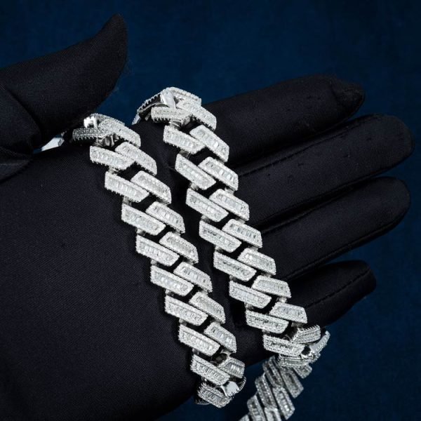 18MM Baguette Moissanite Cuban Link Chain 14K Gold - Image 6