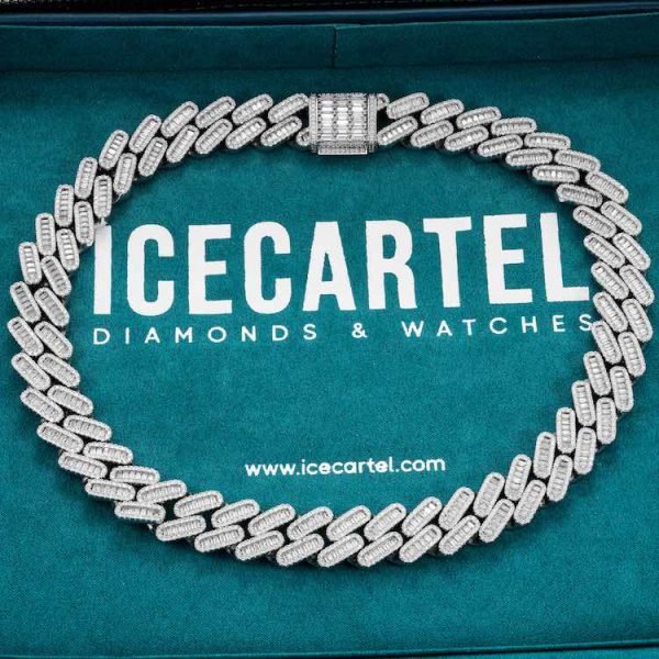18MM Baguette Moissanite Miami Cuban Link Chain 14K Gold - Image 2