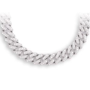 18MM Pointer Diamond Cuban Link Chain 14K Solid Gold