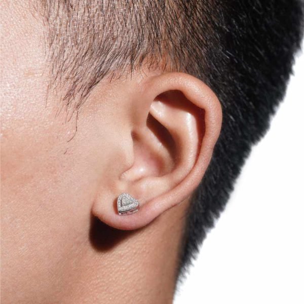 2 Layer Moissanite Heart Earrings 14K Gold - Image 3