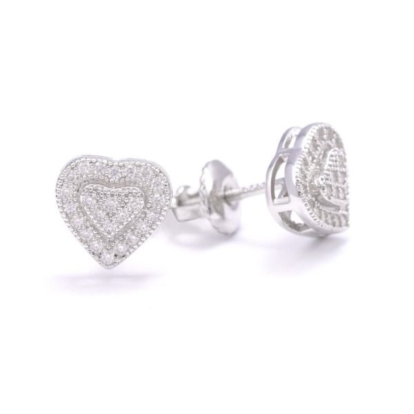 2 Layer Moissanite Heart Earrings 14K Gold - Image 2