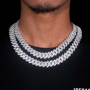 2-Row 15MM Moissanite Cuban Link Chain 14K Gold