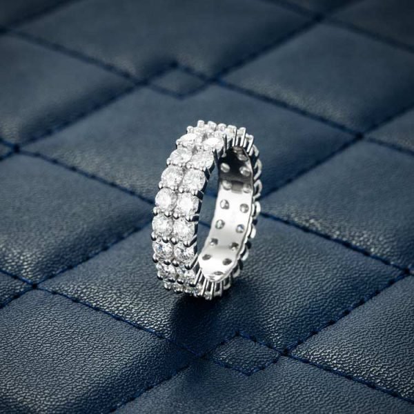 2-Row Moissanite Band Ring 14K Gold - Image 4