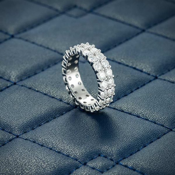 2-Row Moissanite Band Ring 14K Gold - Image 5