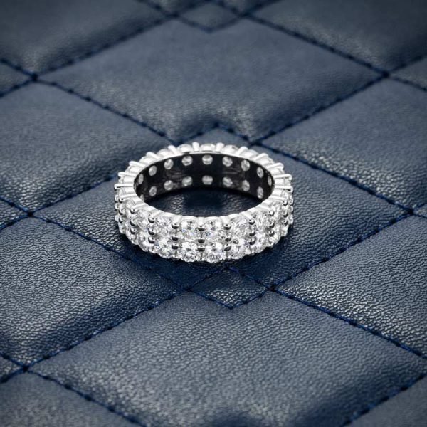 2-Row Moissanite Band Ring 14K Gold - Image 6