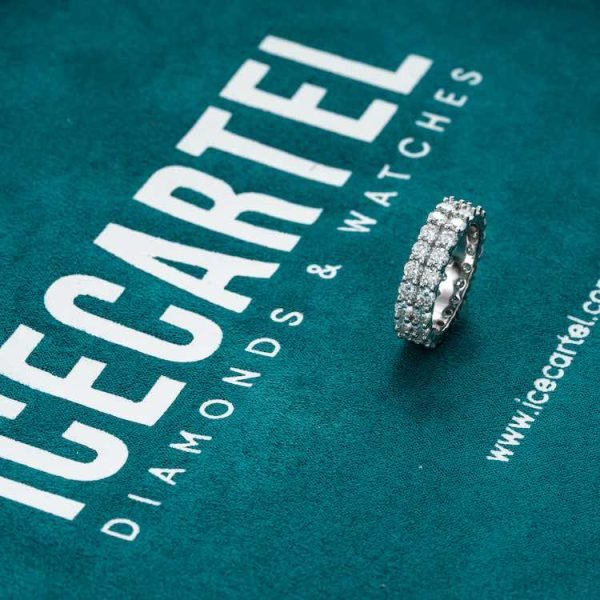 2-Row Moissanite Band Ring 14K Gold - Image 3