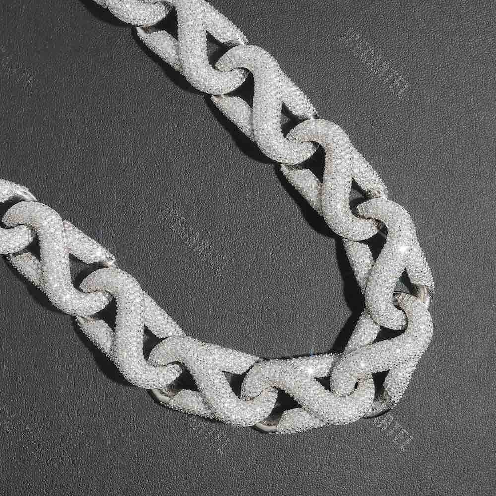 20MM Iced Out Paper Clip Infinity Chain 14K Gold - Image 6