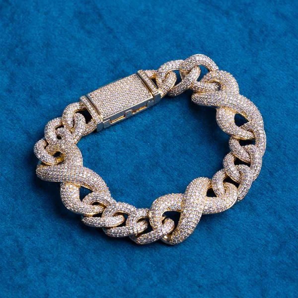 20MM Moissanite Infinity Link Bracelet 14K Gold - Image 5