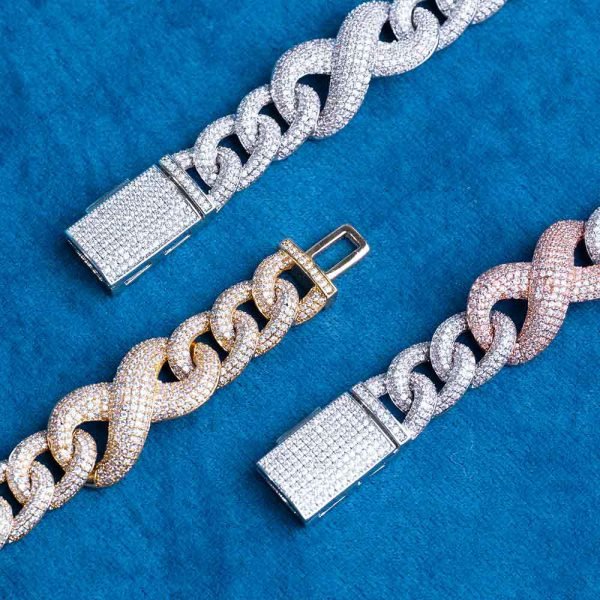 20MM Moissanite Infinity Link Bracelet 14K Gold - Image 8