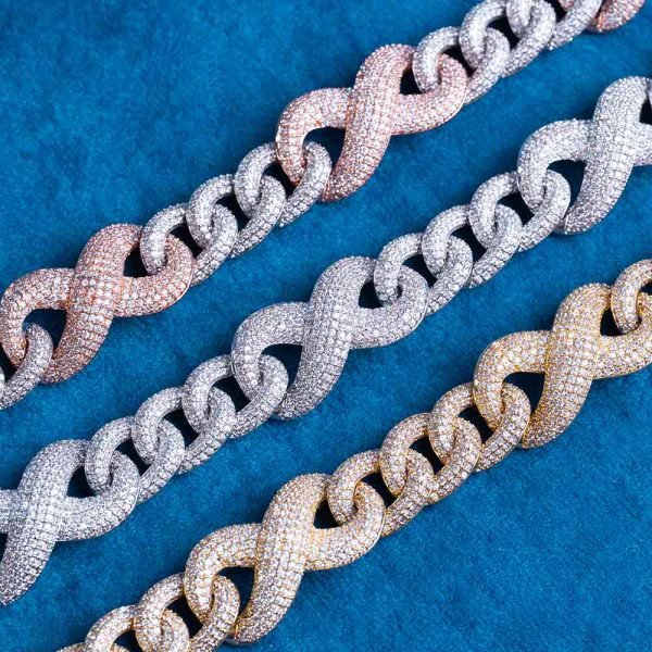 20MM Moissanite Infinity Link Bracelet 14K Gold - Image 7