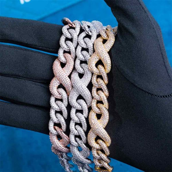 20MM Moissanite Infinity Link Bracelet 14K Gold - Image 6