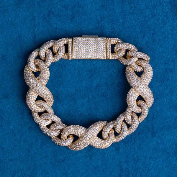 20MM Moissanite Infinity Link Bracelet 14K Gold - Image 9