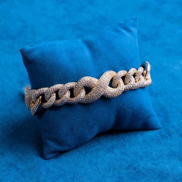20MM Moissanite Infinity Link Bracelet 14K Gold - Image 2