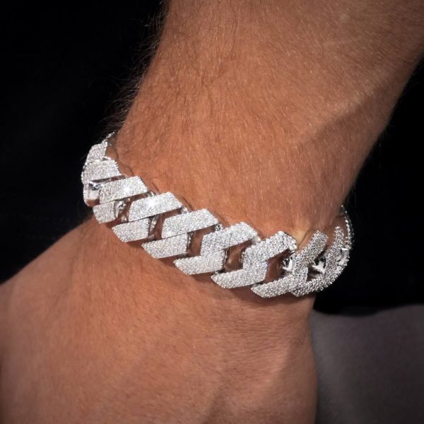 20MM 4-Row Moissanite Cuban Link Bracelet 14K Gold - Image 13