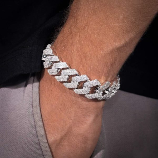 20MM 4-Row Moissanite Cuban Link Bracelet 14K Gold - Image 14