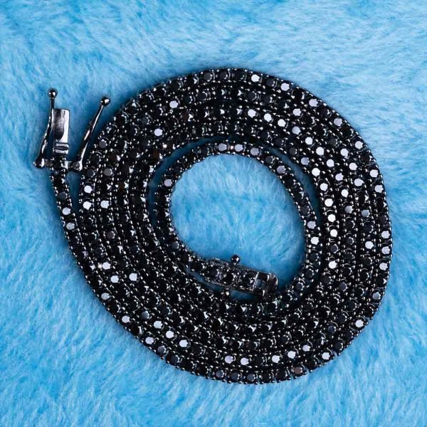 2MM Black Moissanite Tennis Chain 14K Black Gold - Image 2