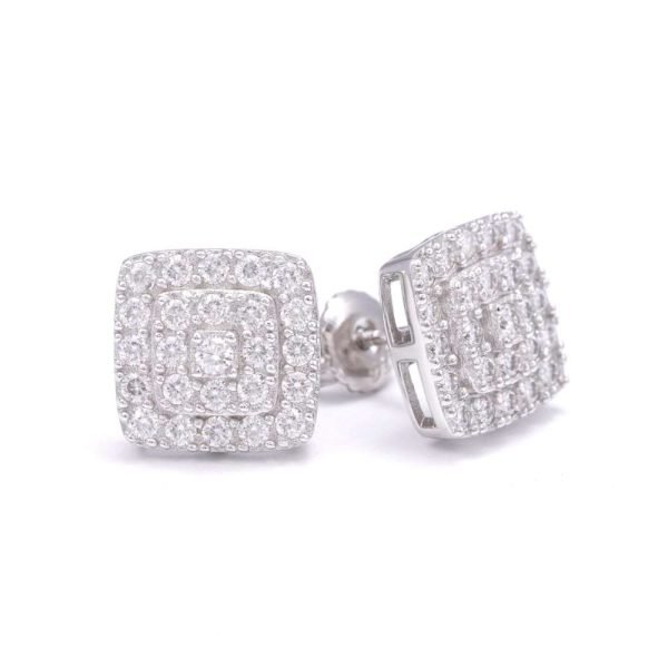 3-Layer Moissanite Halo Earrings 14K Gold - Image 2