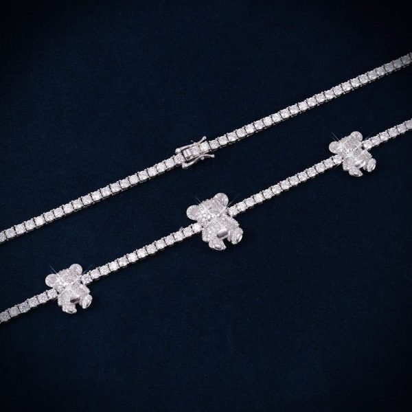 3MM Moissanite Teddy Bear Tennis Necklace 14K - Image 4