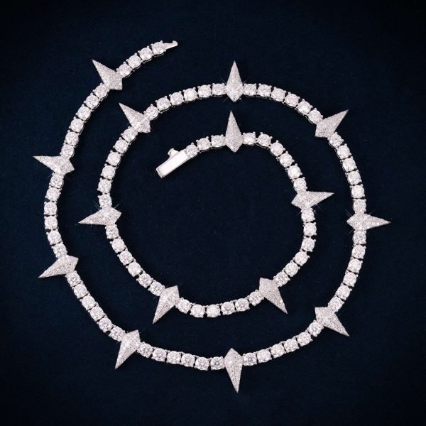 4MM Moissanite Spiked Tennis Chain 14K Gold - Image 2