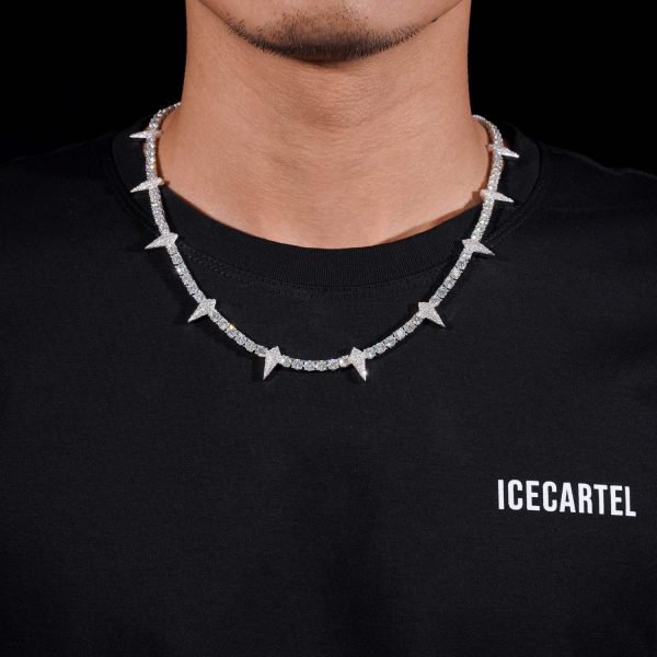 4MM Moissanite Spiked Tennis Chain 14K Gold - Image 3