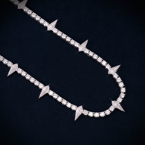 4MM Moissanite Spiked Tennis Chain 14K Gold - Image 4