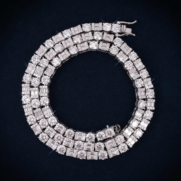 5MM Hybrid Cut Moissanite Tennis Chain 14K Gold - Image 2