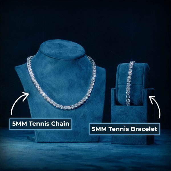 5MM Tennis Chain and Bracelet Bundle 14K Gold - Image 2