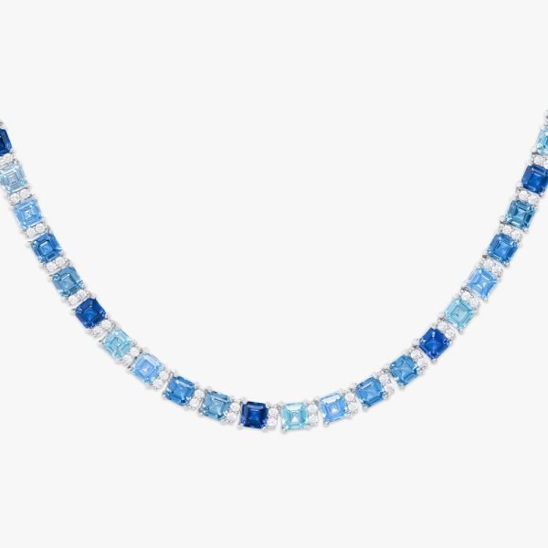 5MM Asscher Cut Blue Moissanite Tennis Chain - Image 2
