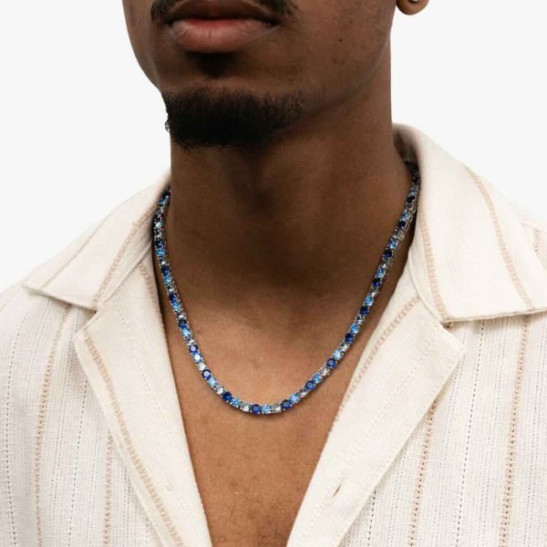 5MM Blue 3 Tone Moissanite Tennis Chain - Image 3