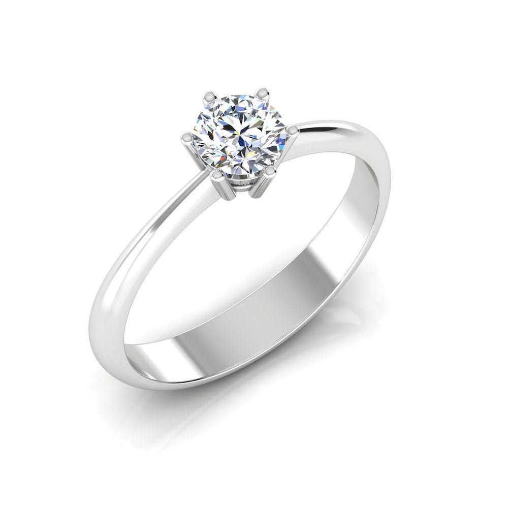 6 Prong Petite Moissanite Round Solitaire Engagement Ring - Image 2