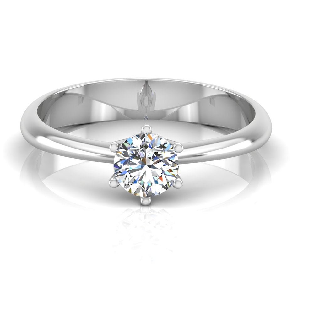 6 Prong Petite Moissanite Round Solitaire Engagement Ring - Image 3