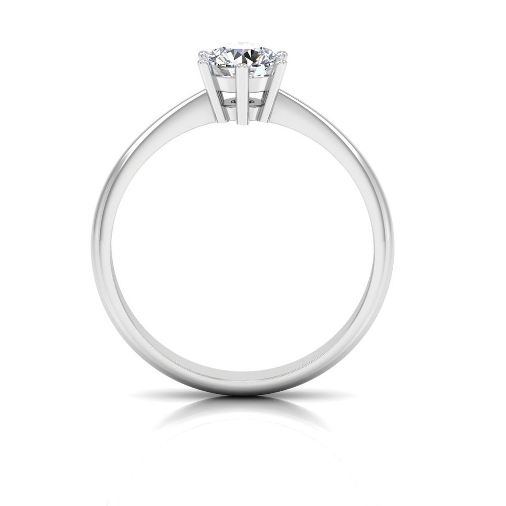 6 Prong Petite Moissanite Round Solitaire Engagement Ring - Image 5