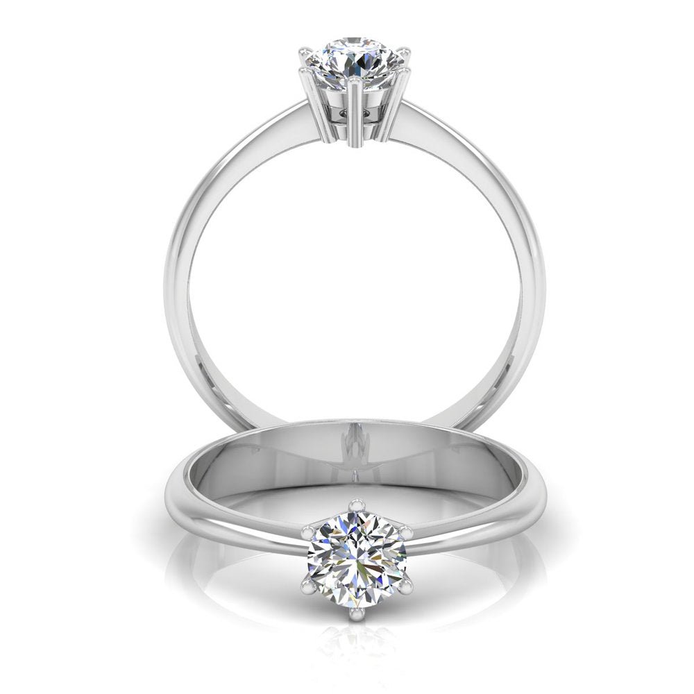 6 Prong Petite Moissanite Round Solitaire Engagement Ring - Image 4