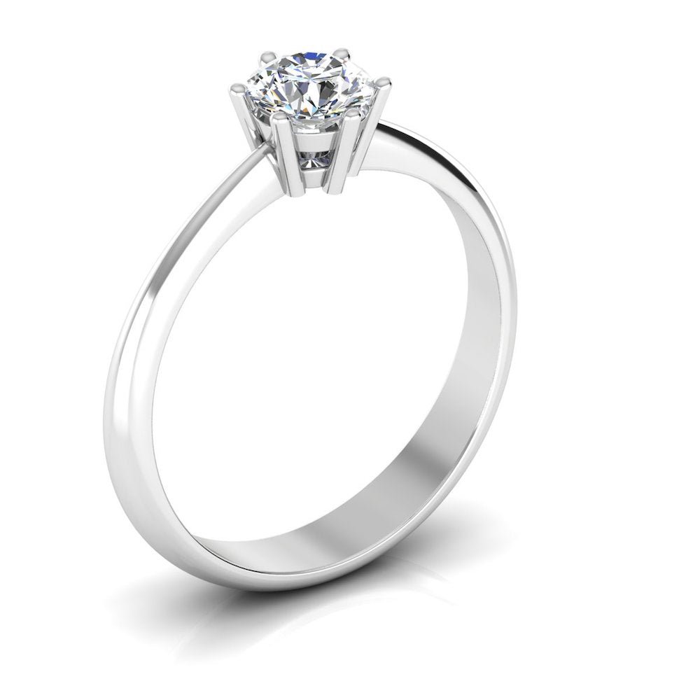 6 Prong Petite Moissanite Round Solitaire Engagement Ring - Image 6