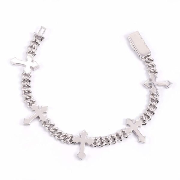 6MM Moissanite Cross Cuban Link Bracelet 14K Gold - Image 9