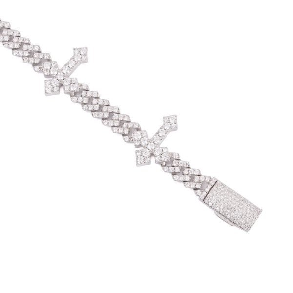 6MM Moissanite Cross Cuban Link Bracelet 14K Gold - Image 10